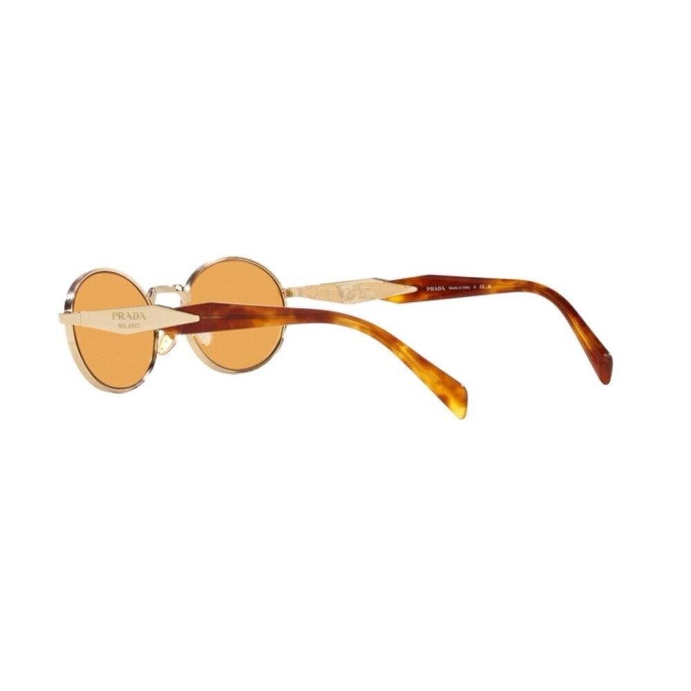 PRADA PR 65ZS ZVN02Z Pale Gold Orange Lenses Sunglasses Unisex AUTHENTIC - Picture 7 of 11